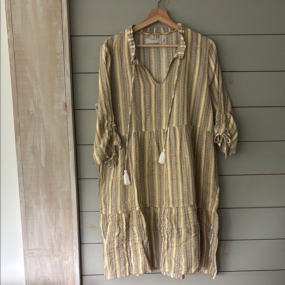 Cream Tassel Striped Dress β Size 40 (US M)